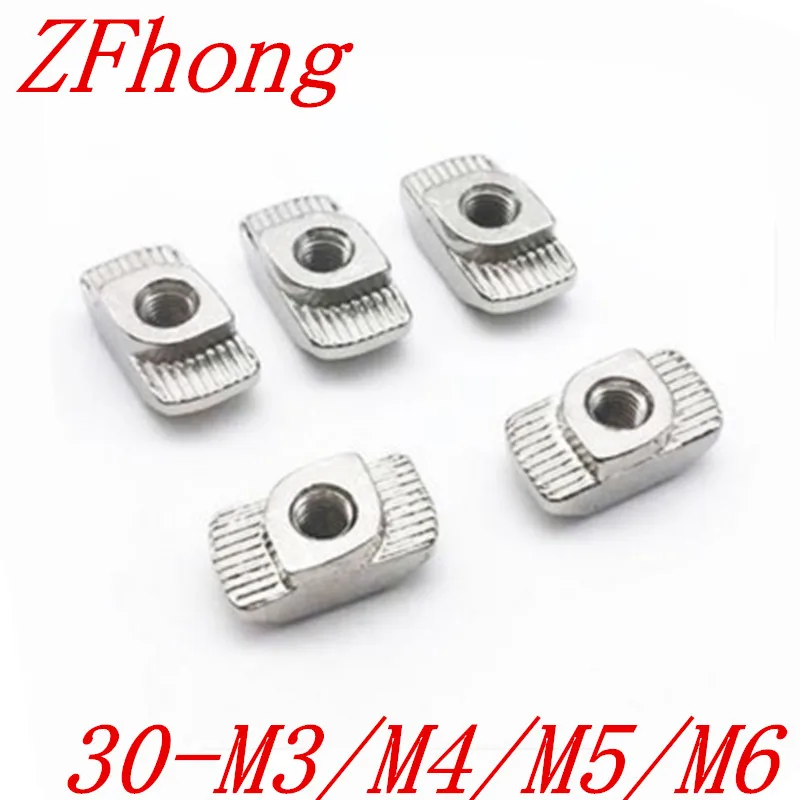 

20pcs free shipping T Slot 30-m5 30-m4 30-M6 m4 m5 m6 hammer t nut for aluminum profile extrusion Slot 8mm