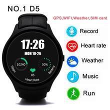 NO. 1 D5 Smart Uhr 450 mAH Bluetooth 4,0 smartwatch Wifi GPS Schrittzähler herzfrequenz armbanduhr Für Android iOS beobachten mehr sprache