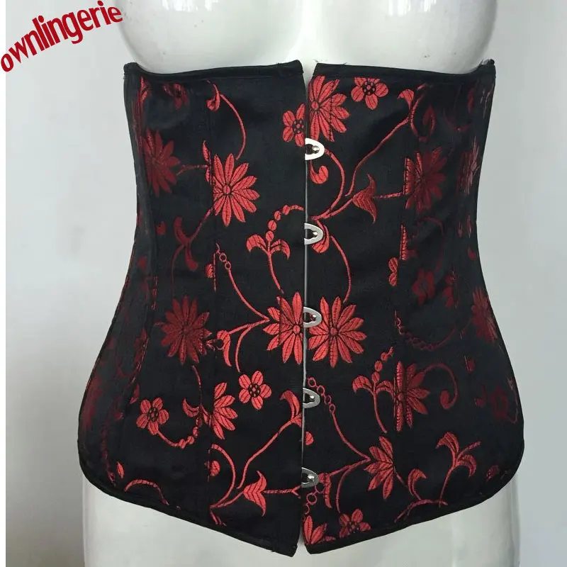 2017 new style Ladies Waist Trainer black and red floral embroidery