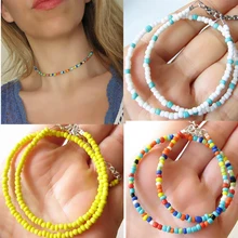 Бисерное колье изысканное черное/белое/Красное/разноцветное богемное женское пляжное колье из бисера пляжное ювелирное изделие подарки