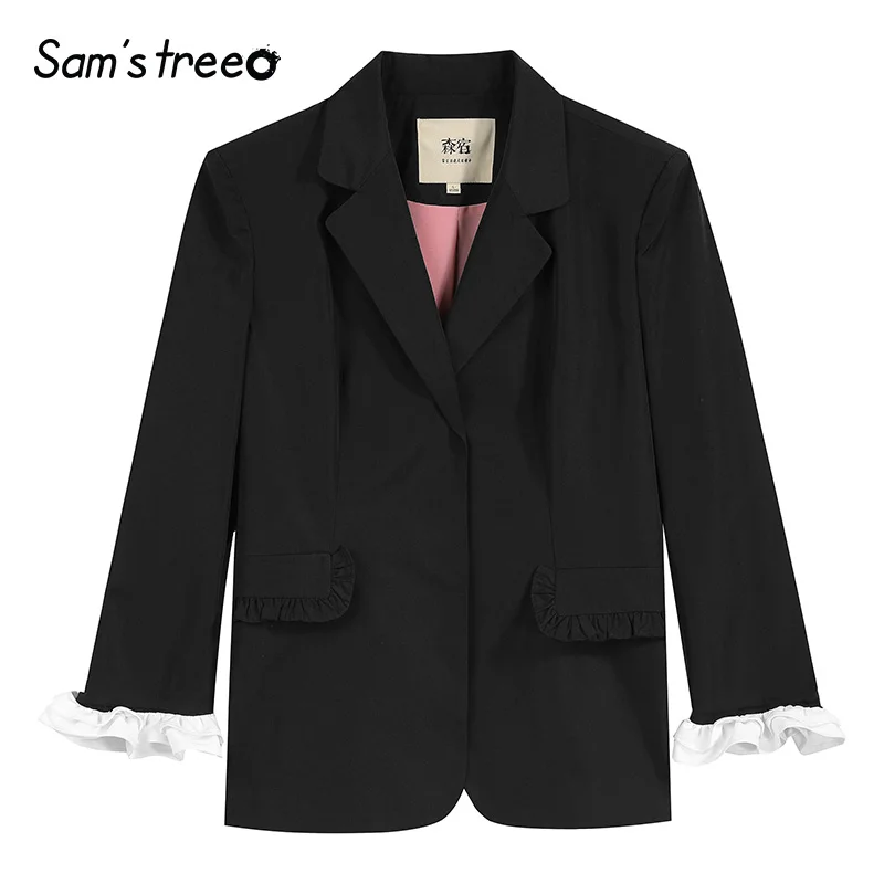 Sam's Tree стильный женский Блейзер модная женская уличная одежда больших размеров офисные женские топы с пышными рукавами Женский деловой блейзер с карманами