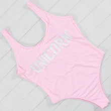 Mew поступление, сексуальный летний Цельный купальник с единорогом и буквенным принтом для девушек, розовый цвет, женский купальник, купальный костюм