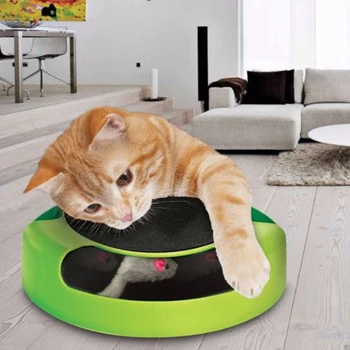 

Pet Kitten Cat Toy Catch The Mouse Interactive Training Play Activity Green+Black