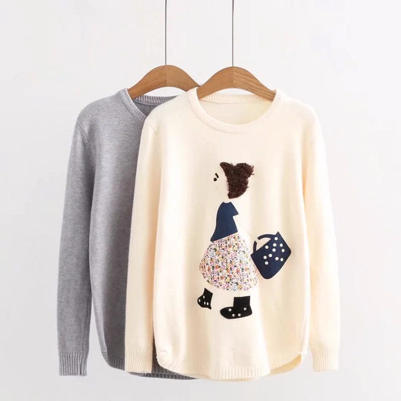 Осенние женские свободные свитера Harajuku с круглым вырезом и спущенными плечами в полоску, хит цвета, плоский вязаный пуловер, Женский Шикарный джемпер большого размера