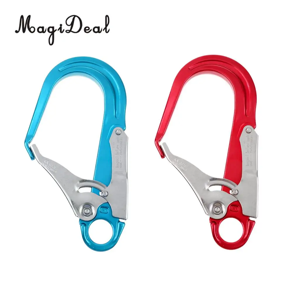 Outdoor 25KN Heavy Duty Rock Climbing Fall Protection Safety Lanyard Snap Clip Hook Blue/Red for Mountaineer Rappelling Camping