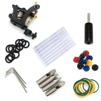

Royun Black Color Coil Tattoo Machine Gun Set Alum Grip Needle Pads Nozzle Tip Ink L-Key Kit For Beginner