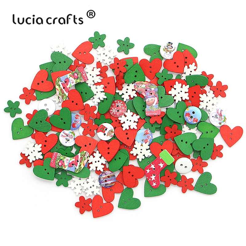 Lucia crafts 50 шт 15-25 мм смешанные стили деревянные пуговицы для рождественские вечерние украшения для самостоятельного пошива одежды аксессуары ручной работы E0607