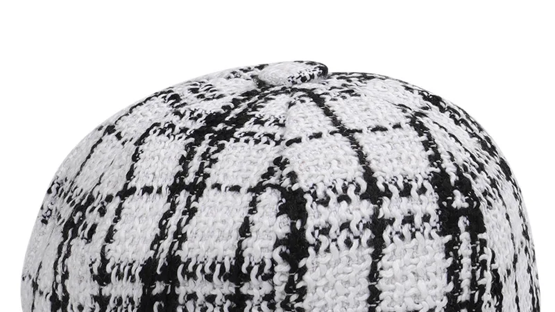 Новая мода высокое качество восьмиугольная шапка осень зима дамы Газетчик шляпа хлопок решетки полосы художника шляпа белый черный Винтаж