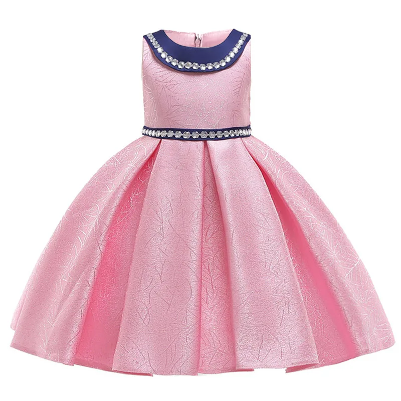

Retail Appliques Tassel Kid Girls Summer Evening Prom Trailing Dress With Belt Sequined Dot Tiered Girl Wedding Prom Dress T426