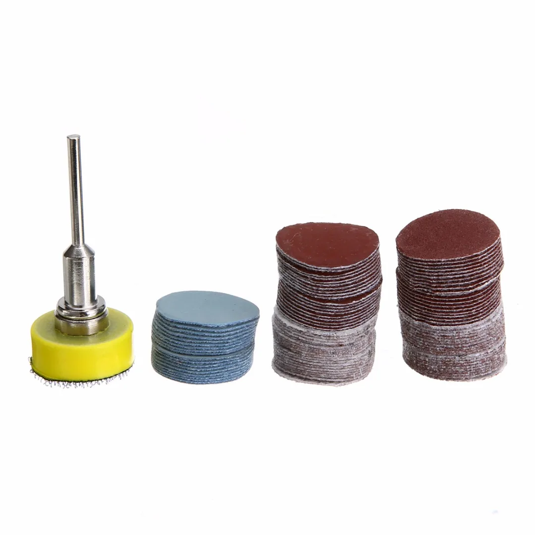 

100pcs 1inch Sanding Discs + Hook & Loop Sanding Pad with 1/8inch Shank Kit Set For Abrasives Tools