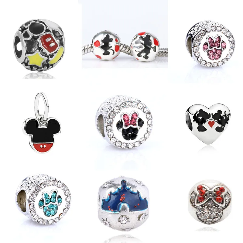 

2019 European Mickey & Minnie Charms Beads Fit Original Bracelets & Necklaces DIY Accessories Precious Gifts HOT SELL