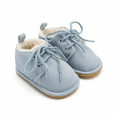 Зимние меховые зимние сапоги для новорожденных мальчиков и девочек Теплая обувь повседневные леопардовые ботинки для малышей от 0 до 18 месяцев - Цвет: blue
