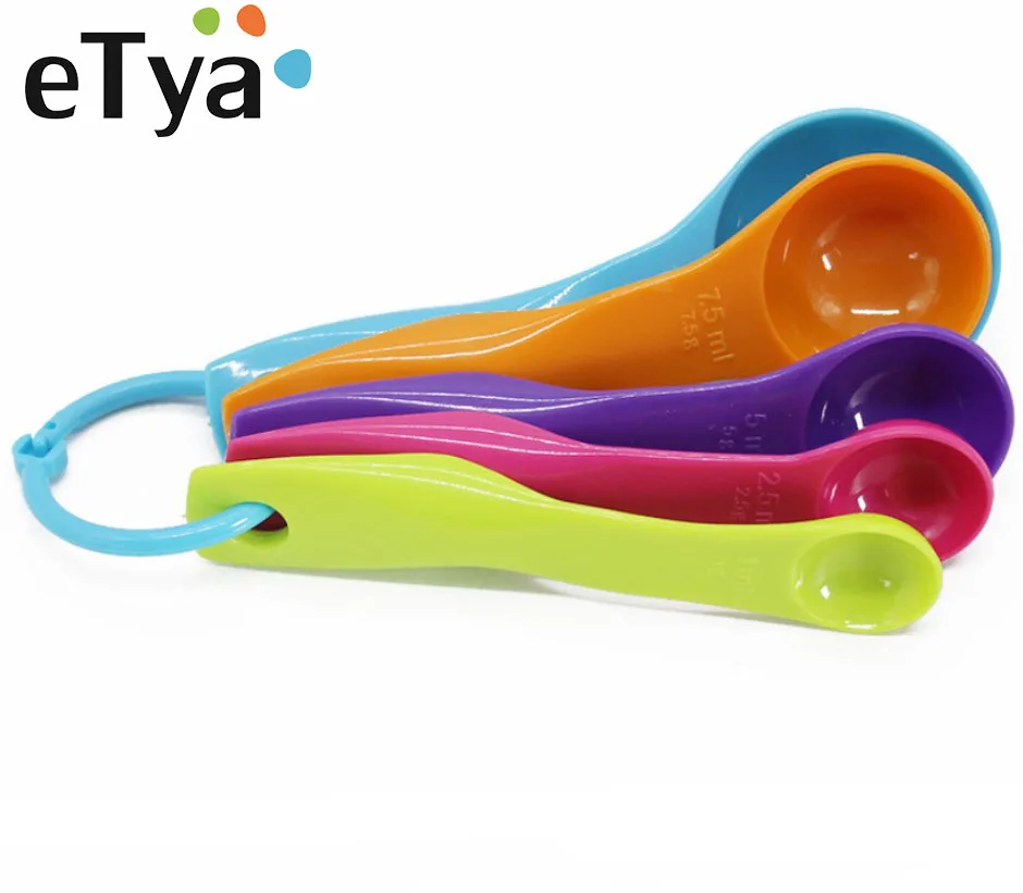 

5pcs/set Measuring Spoons Colorful Plastic (1 / 2.5 / 5 / 7.5/ 15ml) Measure Spoon Super Useful Sugar Cake Baking Spoon