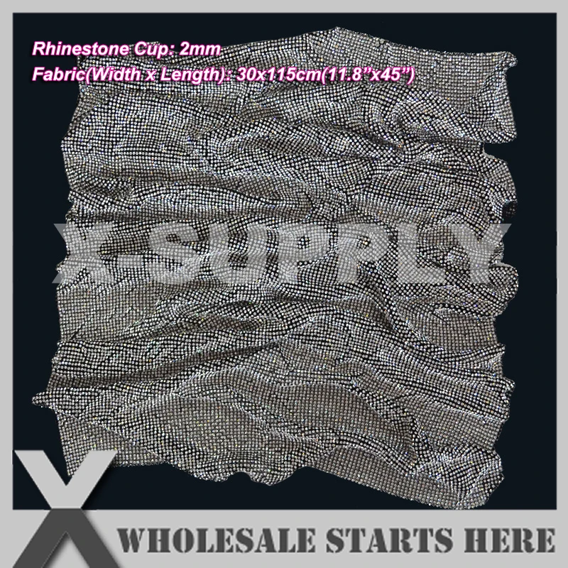 

P1 2mm Metal Rhinestone Fabric Mesh Sheet in BLACK Metal Base Without Iron On Glue,Used For Bridal Dress,Bra(5 Lots Get 15% Off)