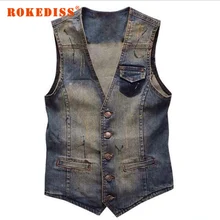 Vintage Design Men’s Denim Vest Male Fashion Sleeveless Jackets Man Jeans Brand Clothing Men Denim Waistcoat 3XL G270