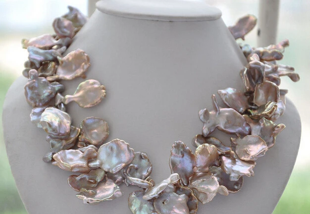 

Miss charm Jew1033 Huge lamina LAVENDER BAROQUE KESHI REBORN PEARL NECKLACE