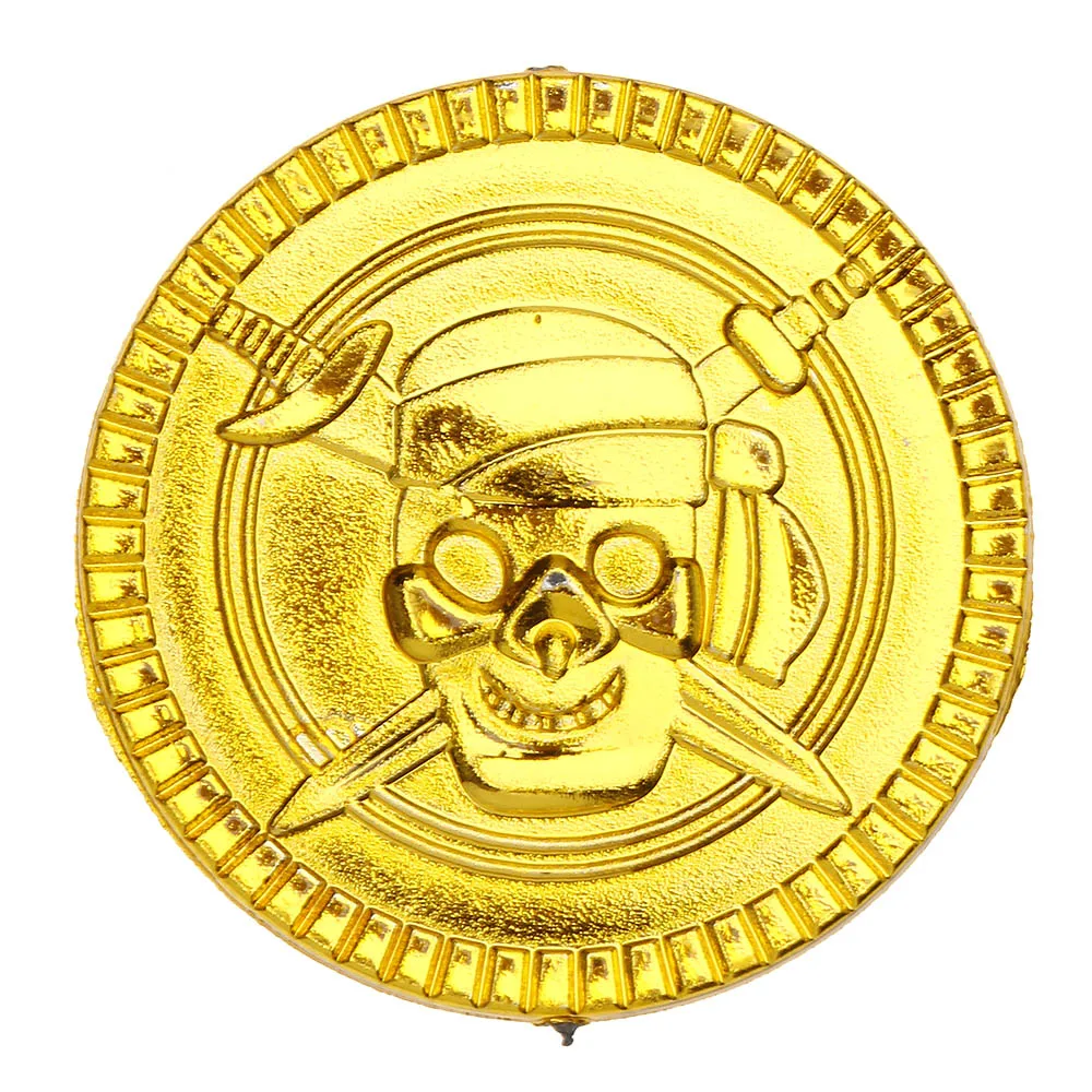 

100&50Pcs & dozen Plastic Pirate Gold Coins Treasure Toys Coins Captain Pirate Halloween Christmas Decoration Game Currency