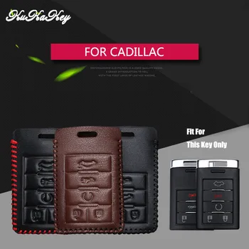 

For Cadillac Key Genuine Leather Car Key Case Cover For Cadillac Escalade Srx Cts Xt5 ATS BLS Emblem 4&5 Buttons Smart Key Shell