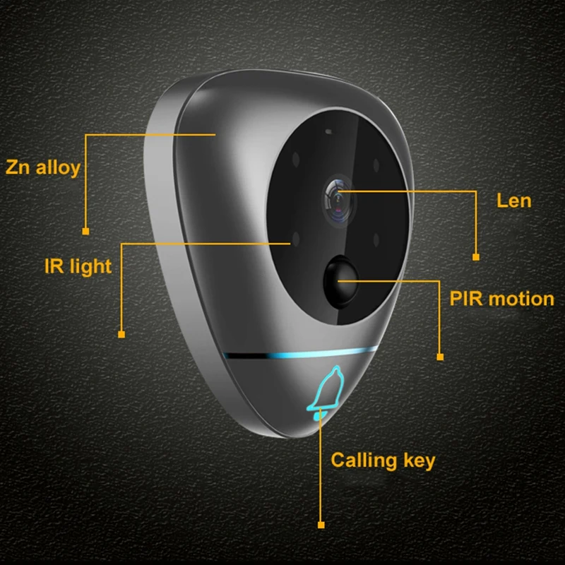 4 дюйма Смарт-дверной звонок Беспроводной глазок с авто-фотографировать/Запись и обнаружения движения