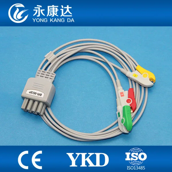 

Nihon kohden BR-903P ecg cable 3ecg lead wires,IEC,Clip