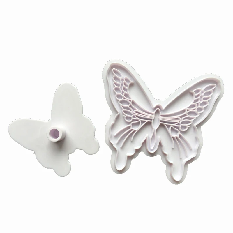 2pcsset Butterfly Shaped Biscuit Cutting Mold Stamping Die-Cut Printing Mould 3D Cookie Dessert Fondant Baking Decor Tools4