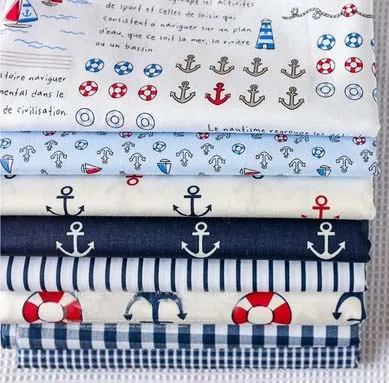 

Speical! 8 Designs Navy Blue Anchor 50x50cm solid 100% cotton fabric patchwork fabric Bundle quilting tilda fabric for samplinng