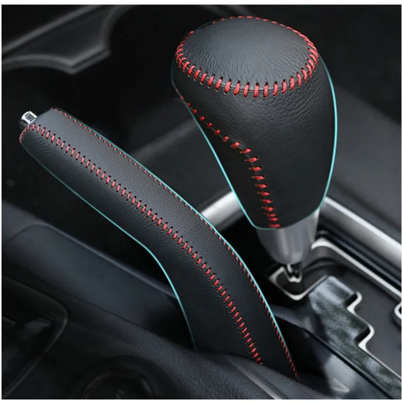 

Genuine Leather Gear Shift Cover EN Gear Head Cover Shift Knob FOR MITSUBISHI outlander 2013-2018 Car styling