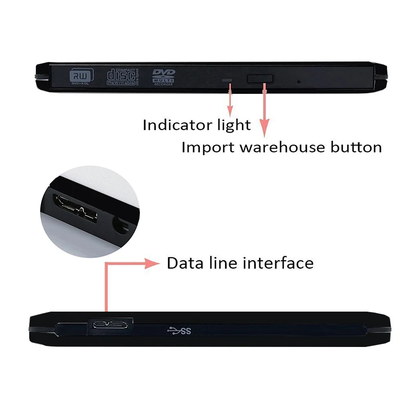 USB 3,0 DVD горелки DVD rom плеер Внешний Оптический привод CD/DVD RW Писатель рекордер портативный привод для ноутбука компьютера Mac pc