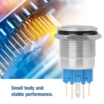 

20Pcs 22mm Self-locking Type Flat Ring Head with Light Stainless Steel push button Switch