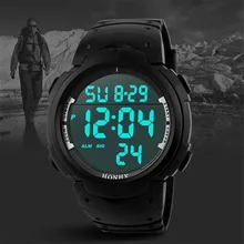 Лидирующий бренд, модные водонепроницаемые мужские часы для мальчиков, ЖК-дисплей, цифровой секундомер, дата, резиновые спортивные наручные часы, relogio masculino de luxo
