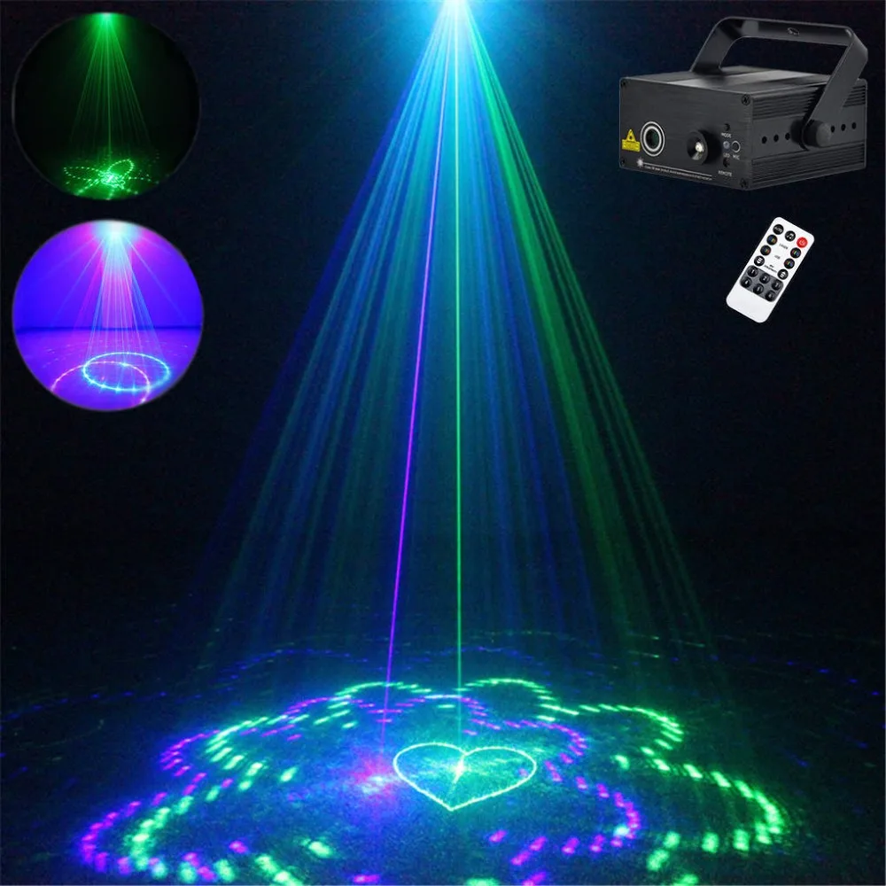 AUCD Mini 20 GB Green Blue Remote Laser Projector Light 3W Blue LED Mixing Effect DJ KTV Party Show Holiday Stage Lighting L20GB smuxi portable stage light auto voice led laser projector stage lighting effect dj ktv party christmas decor remote control