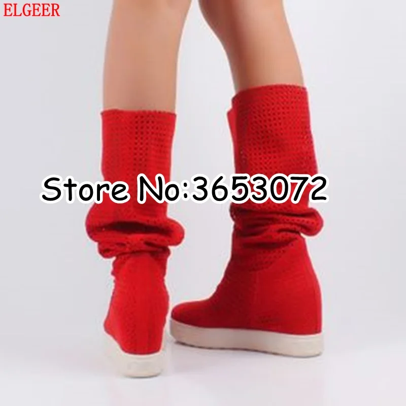 heavy-bottomed leather knee high boots muffin increased  martin boots