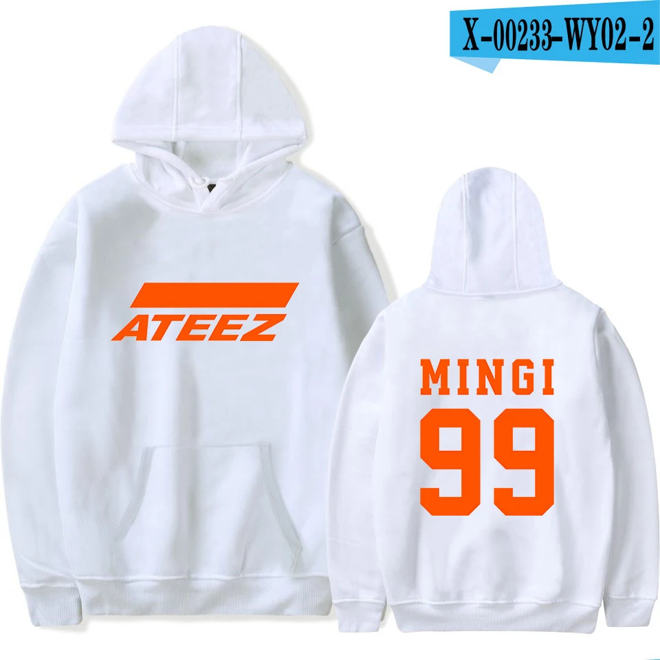 KELUOXIN Kpop ATEEZ толстовки для женщин и мужчин высокого качества Повседневный пуловер Толстовка Kpop Корейская группа вентиляторы ATINY Толстовка - Цвет: WHITE 99 MINGI