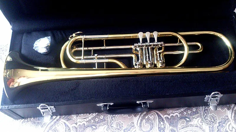 Бас Bb труба B плоская с мундштуком и чехол лак Trumpete латунь Музыкальные инструменты профессиональный