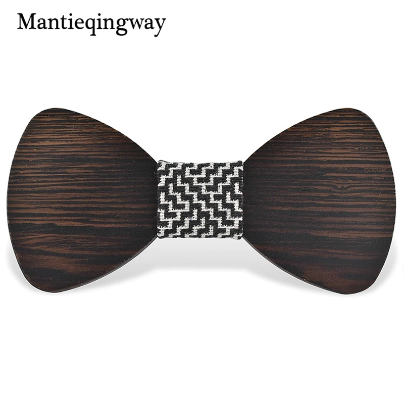 Mantieqingway брендовая с деревянной полосатой клетчатой клеткой в горошек мужской галстук-бабочка для свадьбы деревянные галстуки для мужчин s