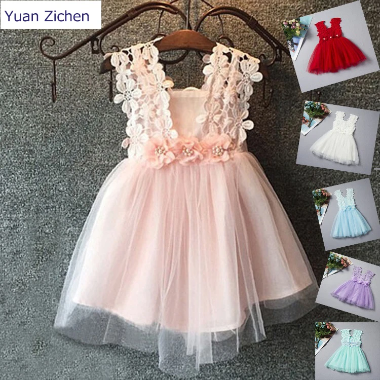 Kids Girl Ball Gown Dress 2017 Toddler Girls Summer Lace Dress1-6 Year Princess Birthday Party Festive Dress Children Clothing