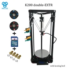 2017 Новое обновление Reprap Двойной Экструдер сопла головы K200 дельта 3d принтер DIY kit с heatbed