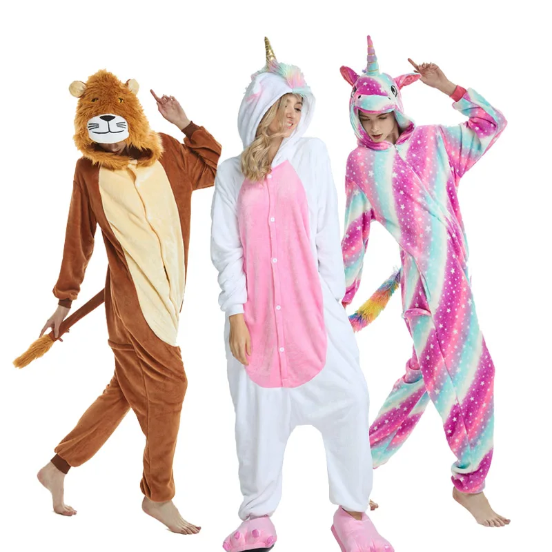 Унисекс Onesie Оптовая продажа животных мультфильм Синий стежок кигуруми Единорог