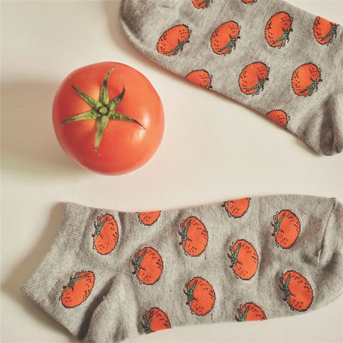 Новые милые хлопковые носки с фруктами 10 цветов Летние Стильные женские носки томатные баклажаны женские тонкий носок тапочки