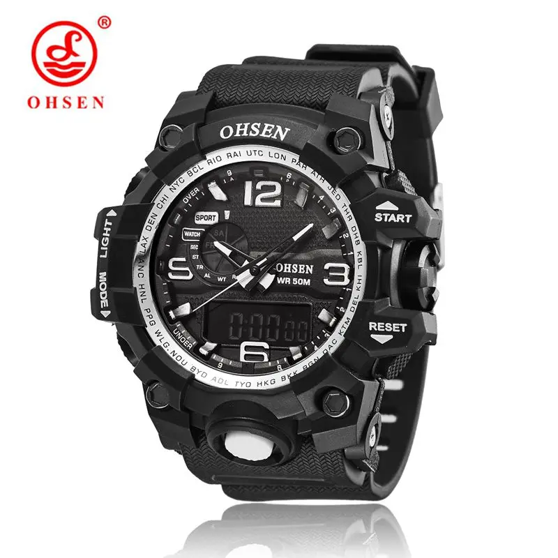 OHSEN брендовые цифровые часы relojes para hombre мужские часы Кварцевые Relogio Masculino военные спортивные мужские повседневные наручные часы - Цвет: Белый