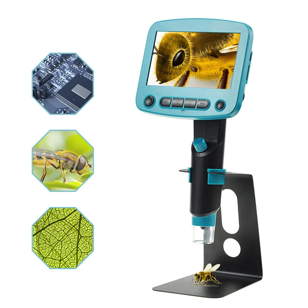 Kopen 800X USB digitale LCD microscoop 4.3 inch HD OLED Draagbare 8 LED VGA Camera Video microscopen solderen mikroskop Vergrootglas
