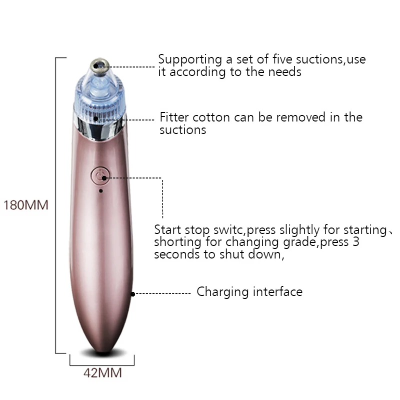 1 шт лицо нос удаления угрей зарядки вакуумный очиститель пор в черный горошек прыщ Черноголовых Deep Clean Skin Care станков