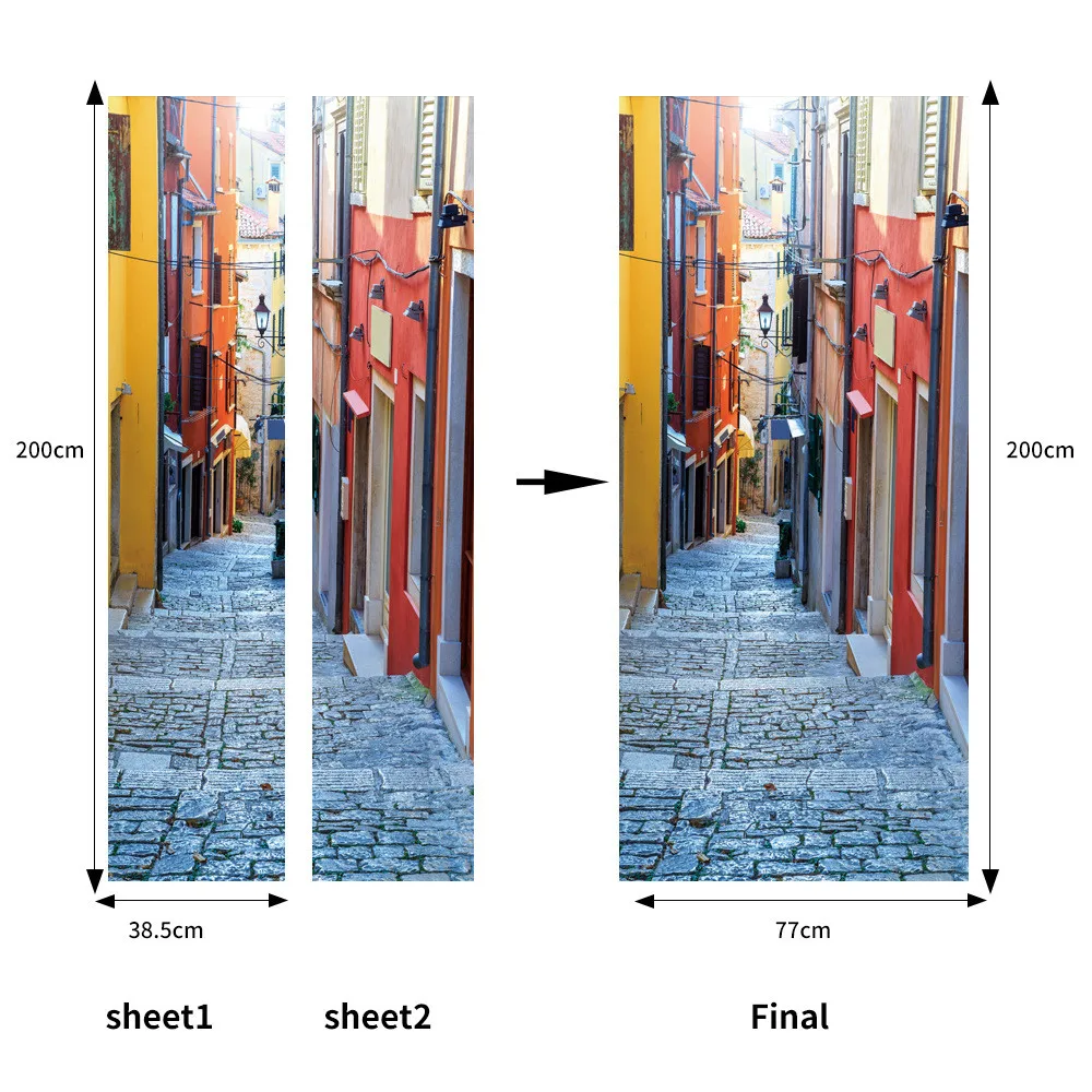 Индивидуальный размер/77x200 см Ретро Уличная Дверь Наклейка ПВХ самоклеющиеся обои DIY водонепроницаемый домашний декор Фреска Наклейка для гостиной