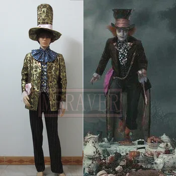 

Free Shipping Alice in Wonderland the Mad Hatter Costume Johnny Depp Moive Cosplay Tailor-made