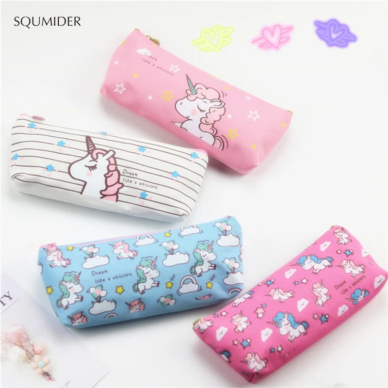 Cartoon Unicorn Pencil Case Zipper Pencile Big Bag for Kids Girls Gift Big Case Office Stationery Supplies for school
