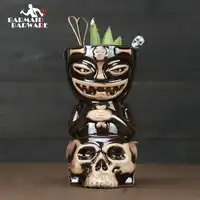 Creative ฮาวายแก้ว Skull ตุ๊กตา Tiki แก้วค็อกเทลเบียร์ถ้วยแก้วเซรามิค Tiki แก้วศิลปะหัตถกรรม