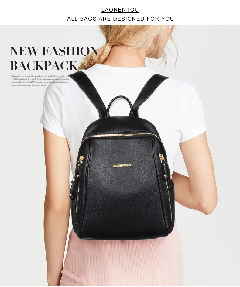 LAORENTOU Brand Women Backpack Large Capacity Lady Solid Bag School Bag for Teenage Large Capacity Multifunctional Bag