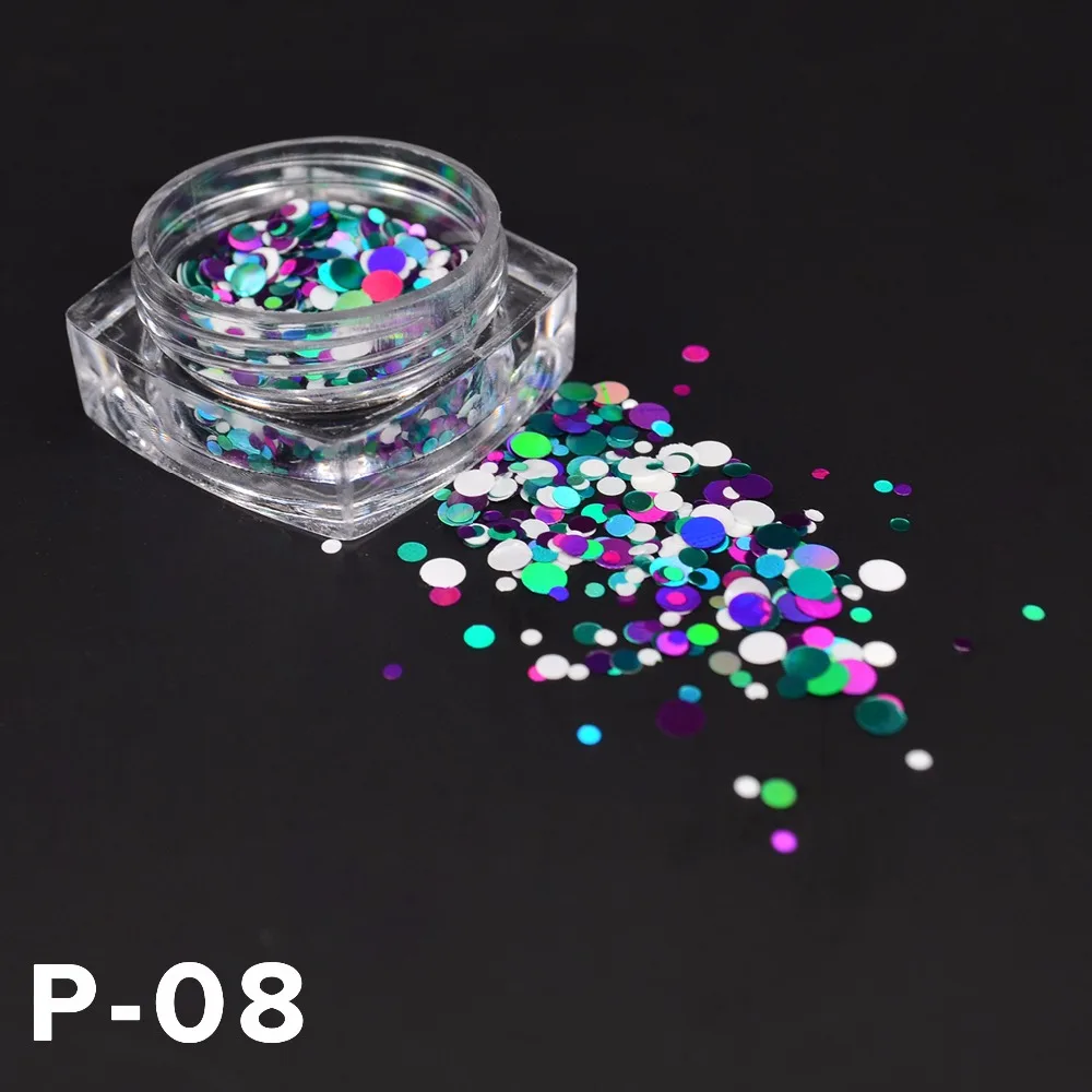 

YWK 1 Box Optional Round Ultrathin Sequins Colorful Nail Art Glitter Tips UV Gel 3D Nail Decoration Manicure DIY Accessories