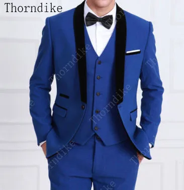 Thorndike, мужской свадебный костюм,, элегантный, 3 предмета, свадебное платье, темно-зеленый, курительная одежда, пиджак, брюки, жилет, мужской тонкий костюм - Цвет: suits7