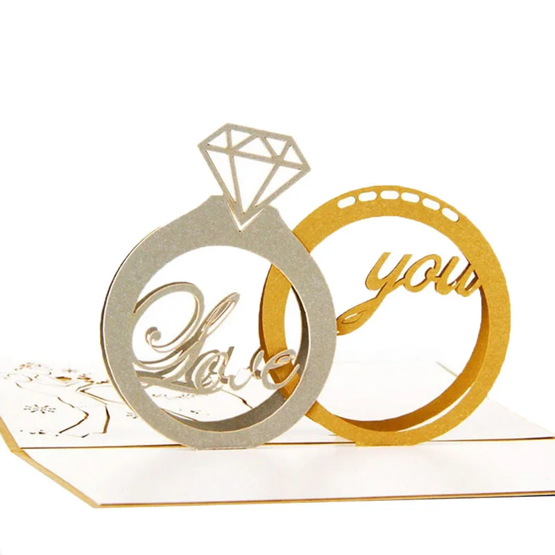 

NEW 3D Pop Up Greeting Cards Diamond Ring Valentine Anniversary Wedding Anniversary